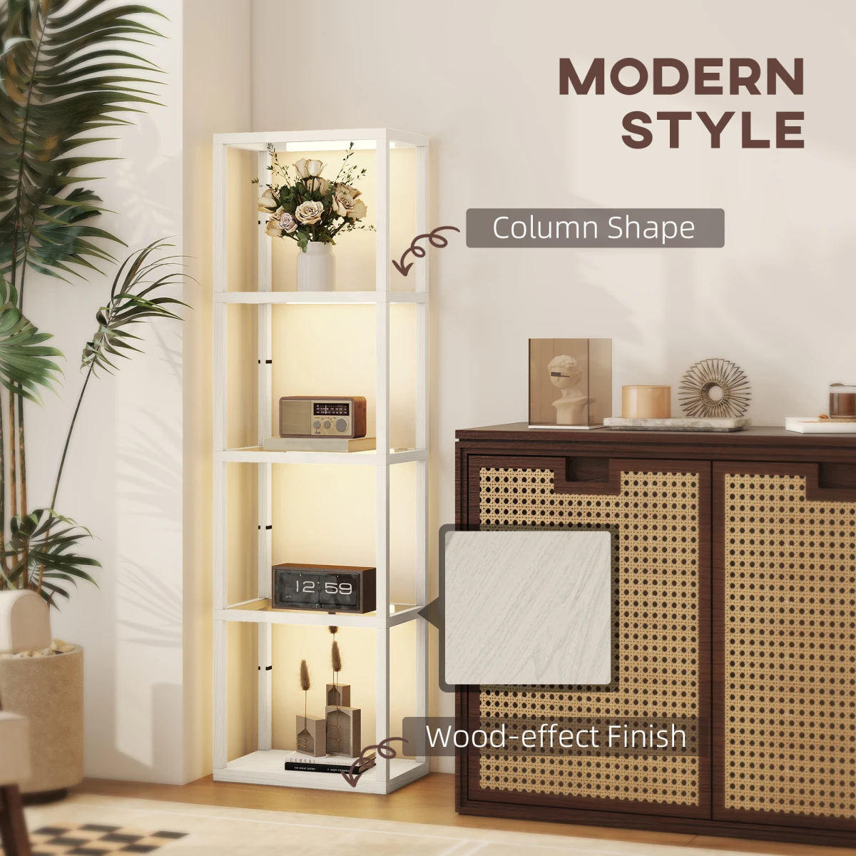 HOMCOM LED Floor Lamp 4-Tier Shelves Dimmable by HOMCOM