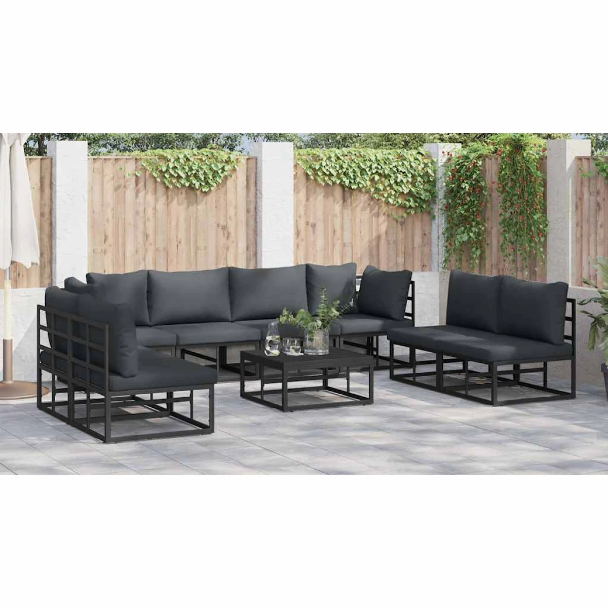 vidaXL Garden Sofa Set 8-Pc Modular Outdoor Black by vidaXL