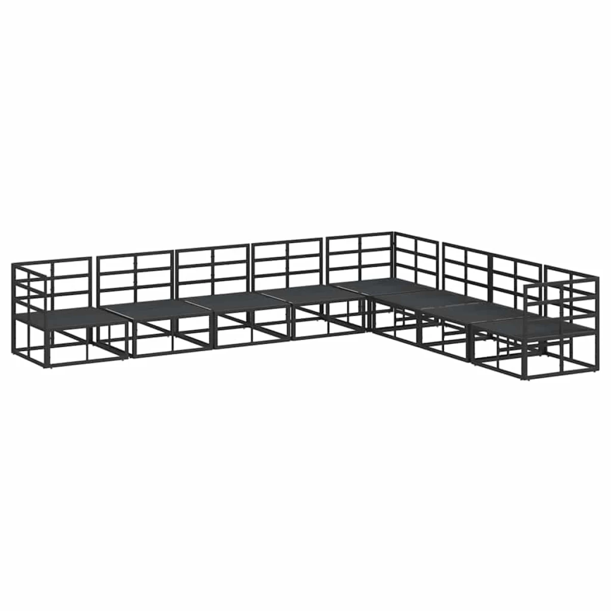 VidaXL Sofa Set 8Pc Modular Black Aluminium Patio by vidaXL