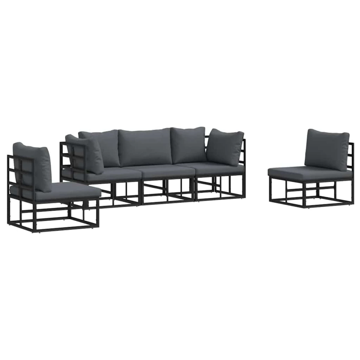 vidaXL Garden Sofa Set 5pc Cushioned Aluminium by vidaXL