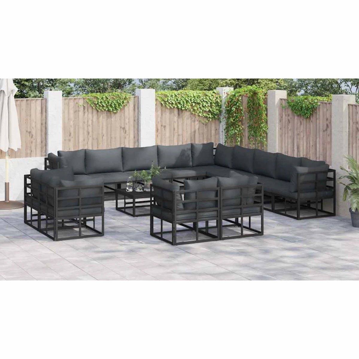 vidaXL vidaXL Garden Sofa Set 13P Modular Aluminum Patio - Garden Sofa Sets