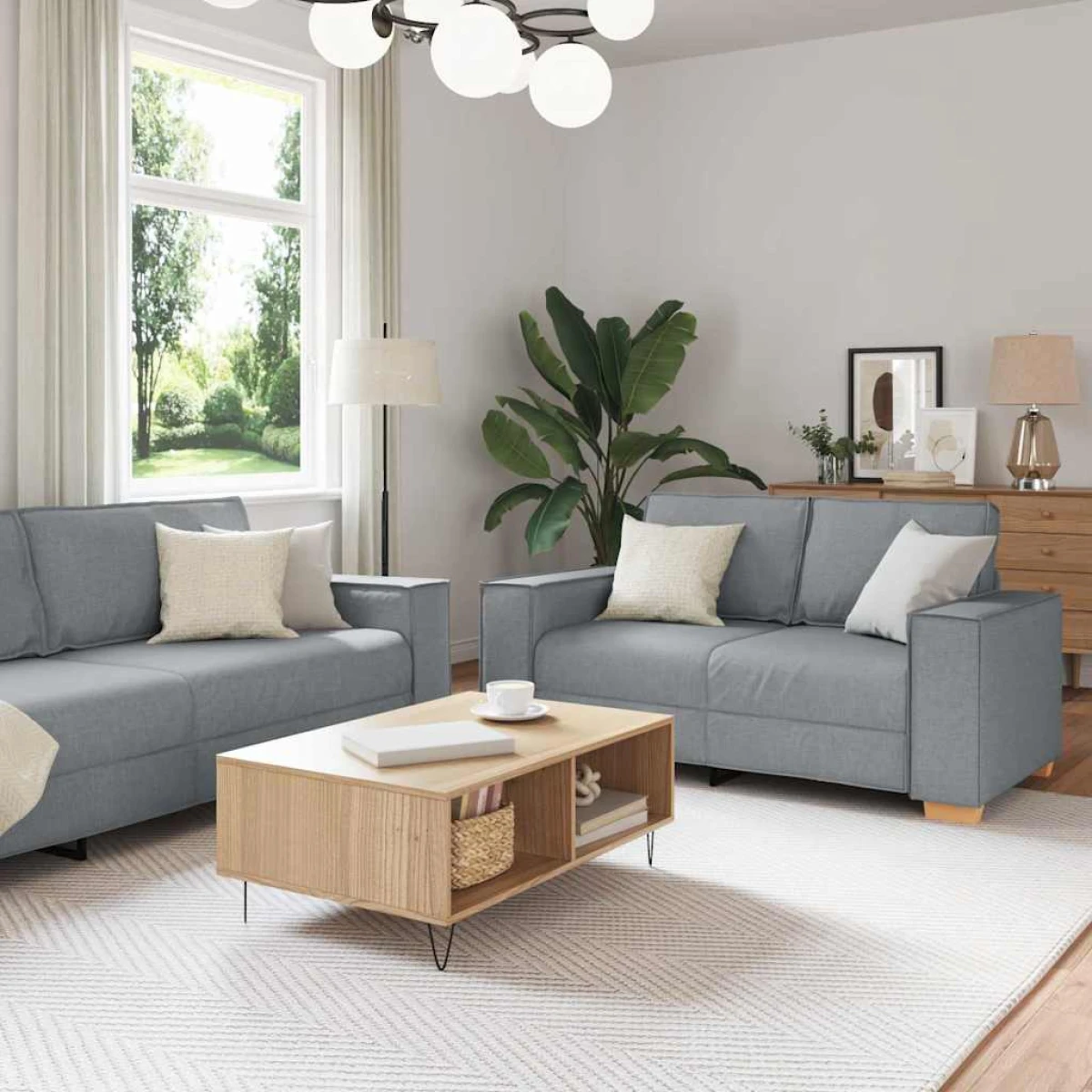VidaXL Sofa Set 220x78x84 cm Three Piece Soft Cushions Home by vidaXL