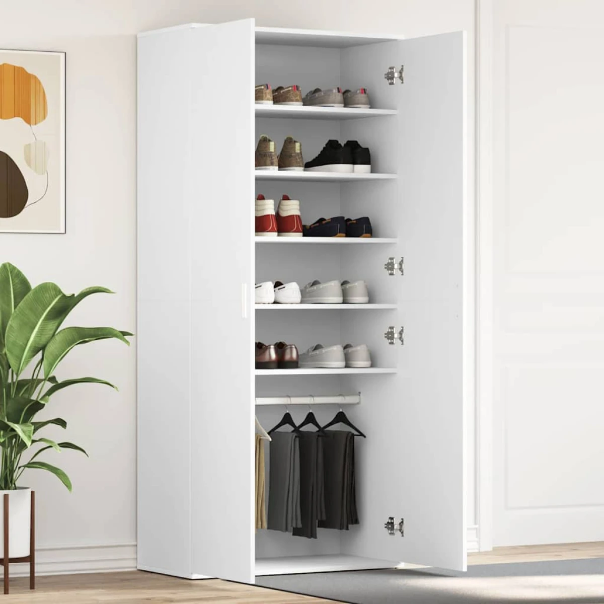 VidaXL Shoe Cabinet 80 x 39 x 180 cm Engineered Wood With Door For Entryway Organization by vidaXL
