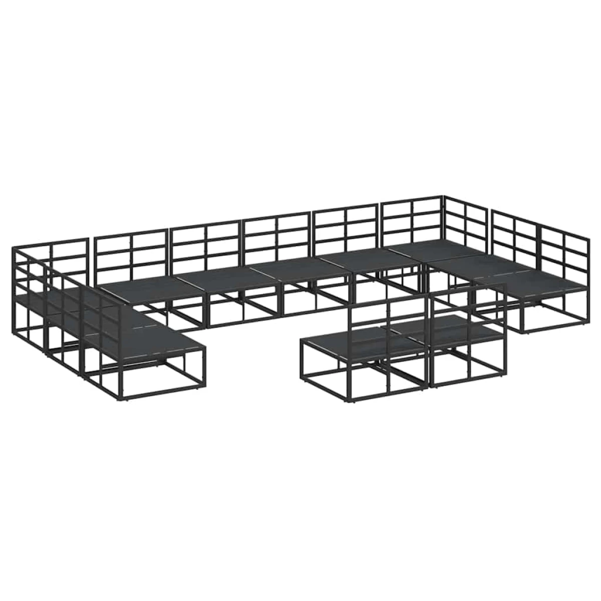 VidaXL 12-Piece Garden Sofa Set With Cushions Black Aluminium Weatherproof Outdoor Patio by vidaXL
