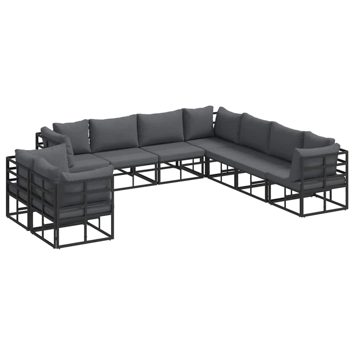 VidaXL Garden Sofa Set 9-Pcs Black Aluminium With Cushions Weather-Resistant For Outdoor Patio Lounge by vidaXL