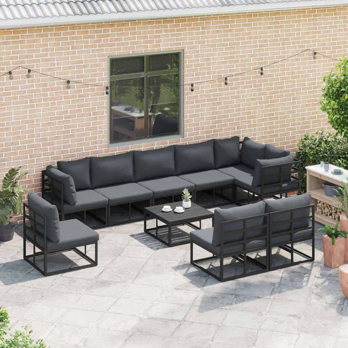 vidaXL vidaXL Garden Modular Sofa Set 9pc Aluminum Patio - Garden Sofa Sets