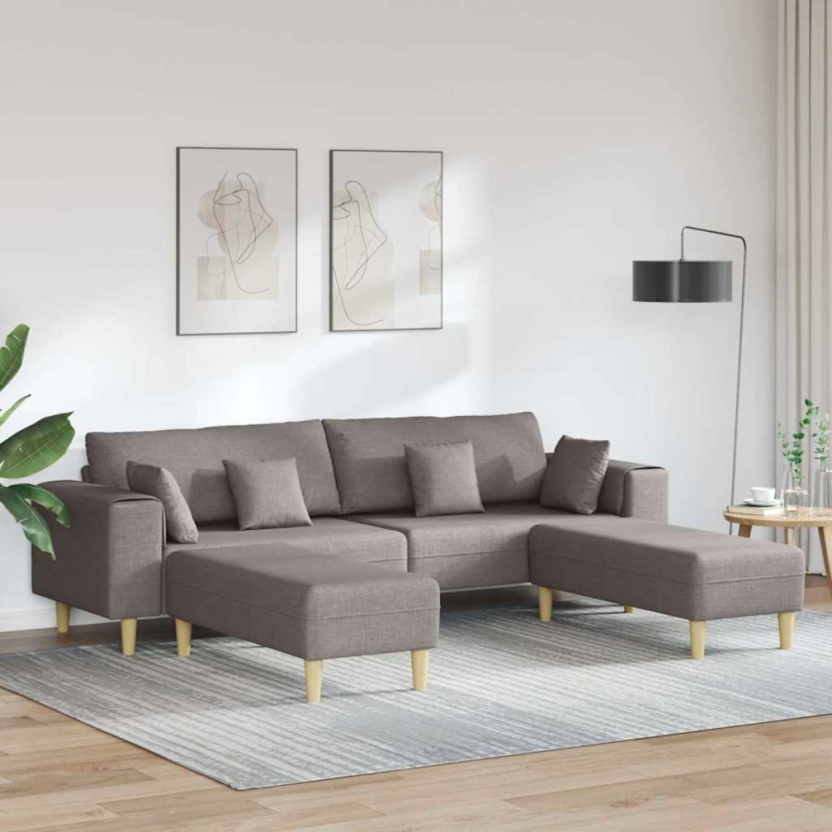 Quality Fabric Sofa 208 cm Cushions Light Grey For Home by vidaXL