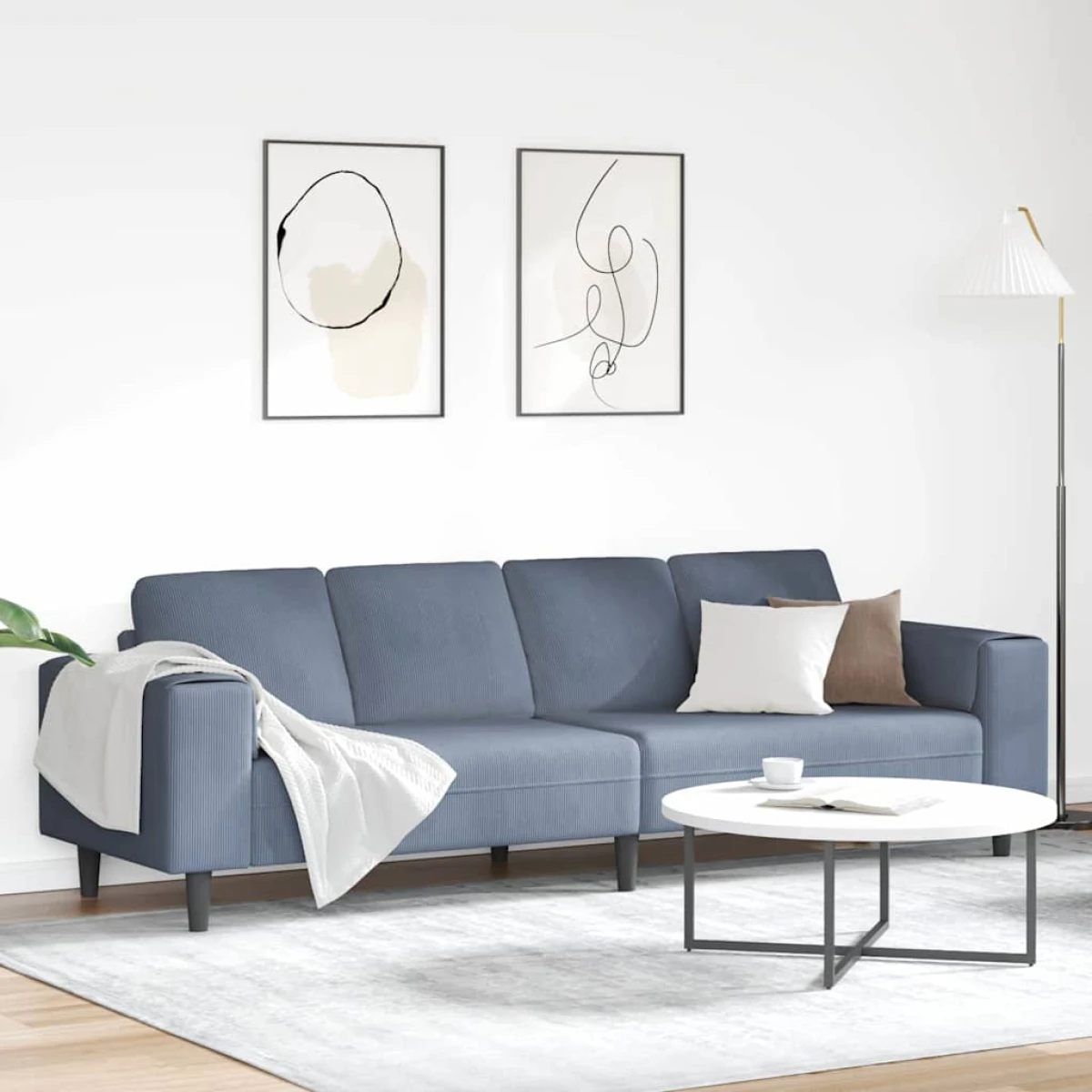 vidaXL Premium Corduroy Sofa 208 Cm With Cushions Living Room - Sofa