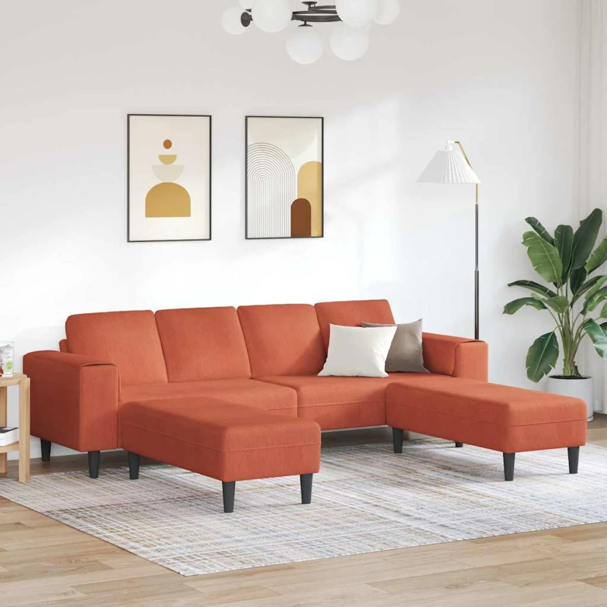 vidaXL Premium Corduroy Sofa 208 Cm With Cushions Living Room - Sofa