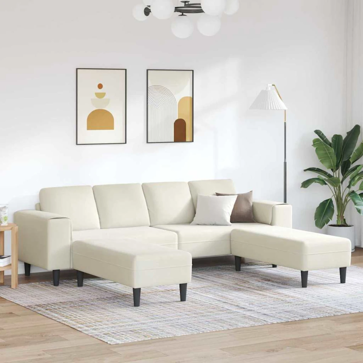 vidaXL Blue Velvet Sofa Set L Shape 3Pc Cozy Modern Living - Sofa