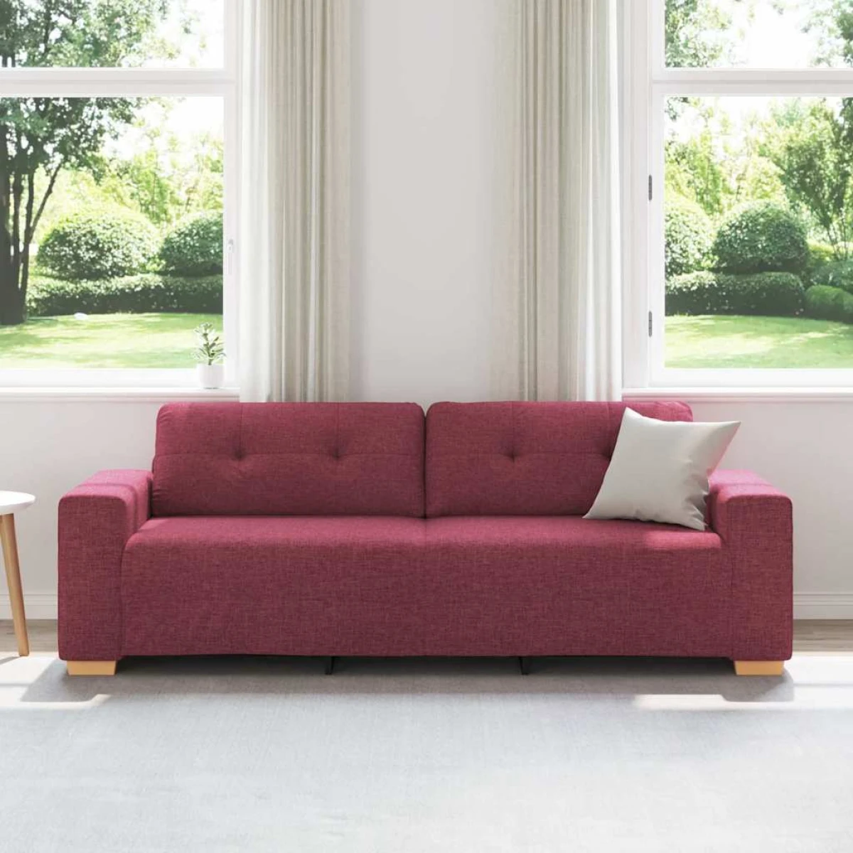 vidaXL VidaXL Sofa 3 Seater Cushioned Wine Red Fabric Living Room - Sofa