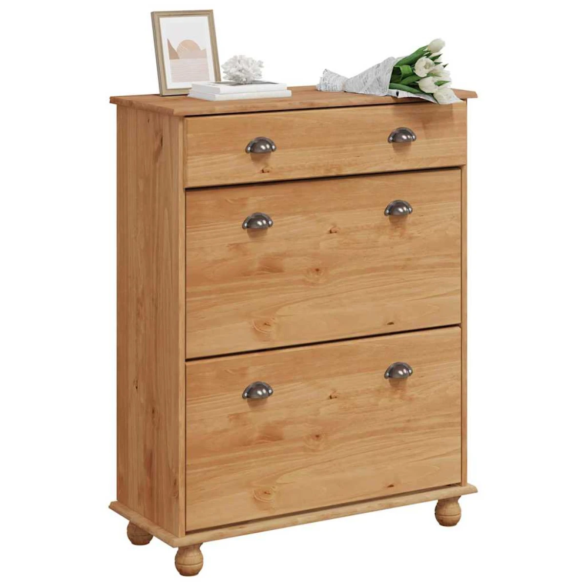 VidaXL Shoe Cabinet 85x35x108 Solid Pine Entryway by vidaXL