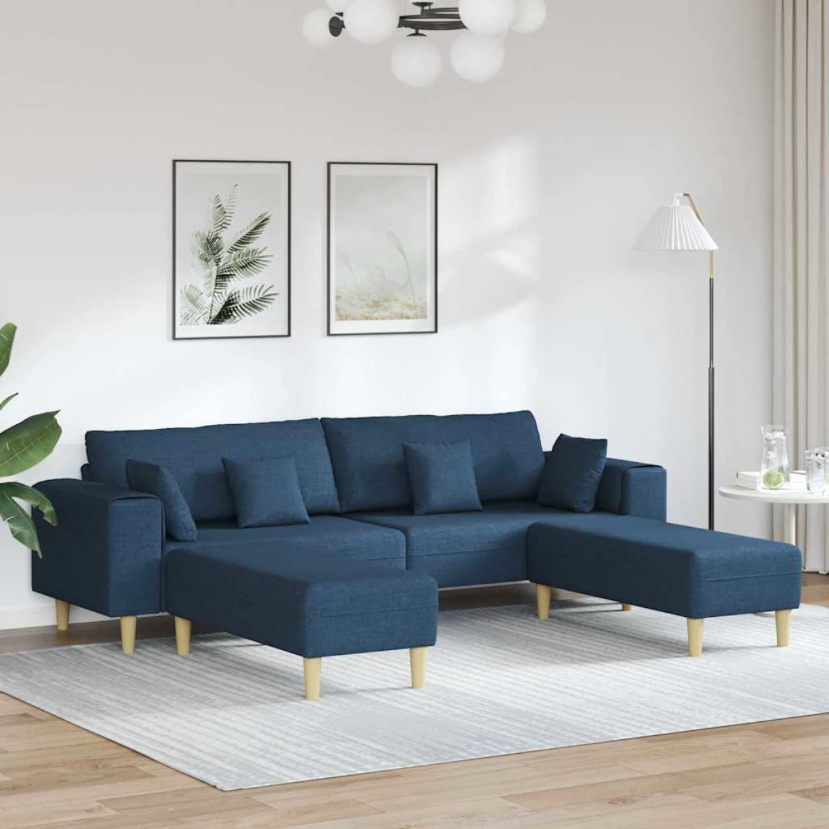 Quality Fabric Sofa 208 cm Cushions Light Grey For Home by vidaXL