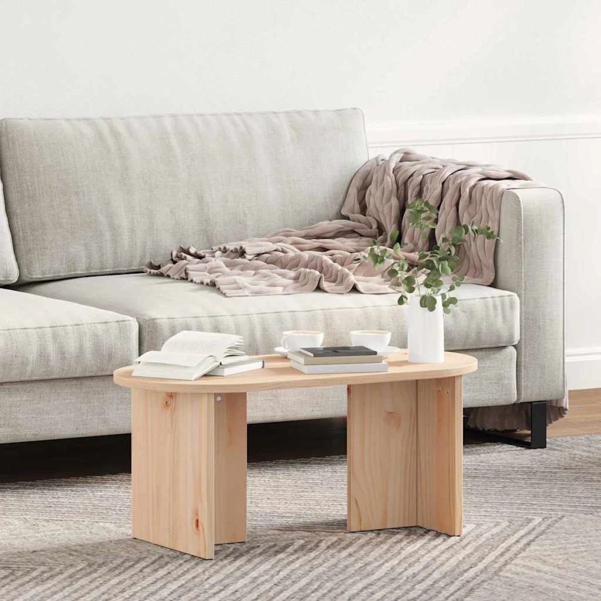 vidaXL vidaXL Coffee Table 80x39.5x35 Solid Pine Oval Living Room - Coffee Table