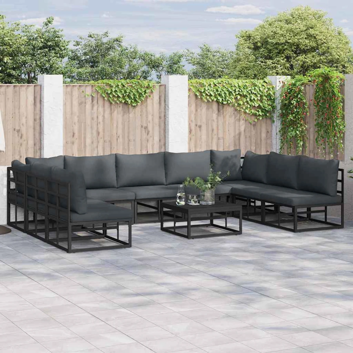 Premium Garden Sofa Set 9pc Aluminum Frame Patio by vidaXL