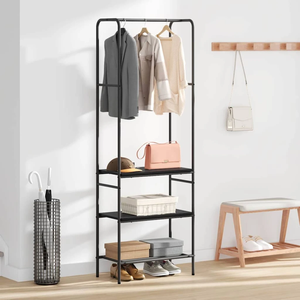 vidaXL vidaXL Clothes Rack With Shelves 60x30x171 cm Slim Tall Frame For Home Organization - Wardrobe