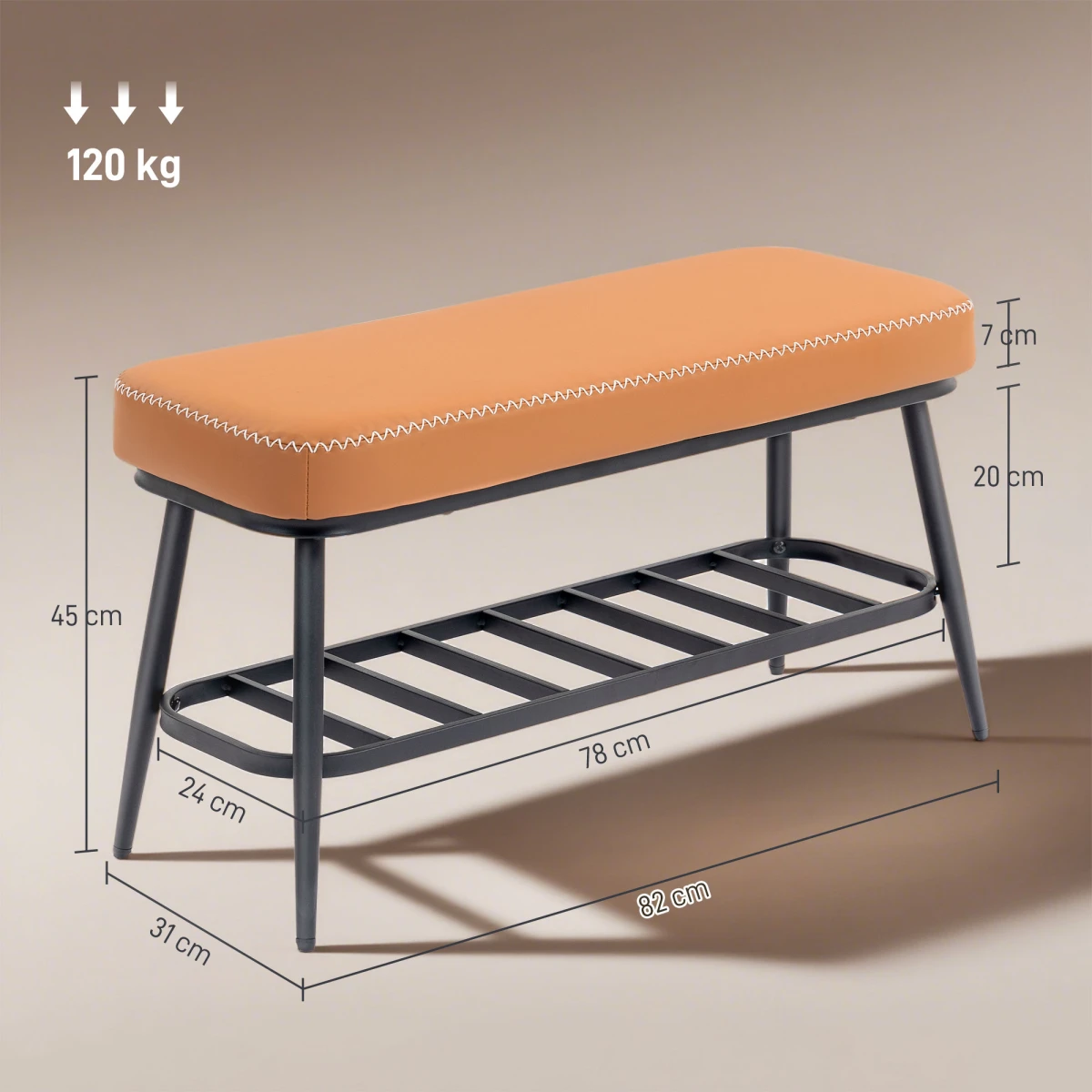 HOMCOM Shoe Bench, PU Leather Shoe Storage Bench for Entryway by HOMCOM