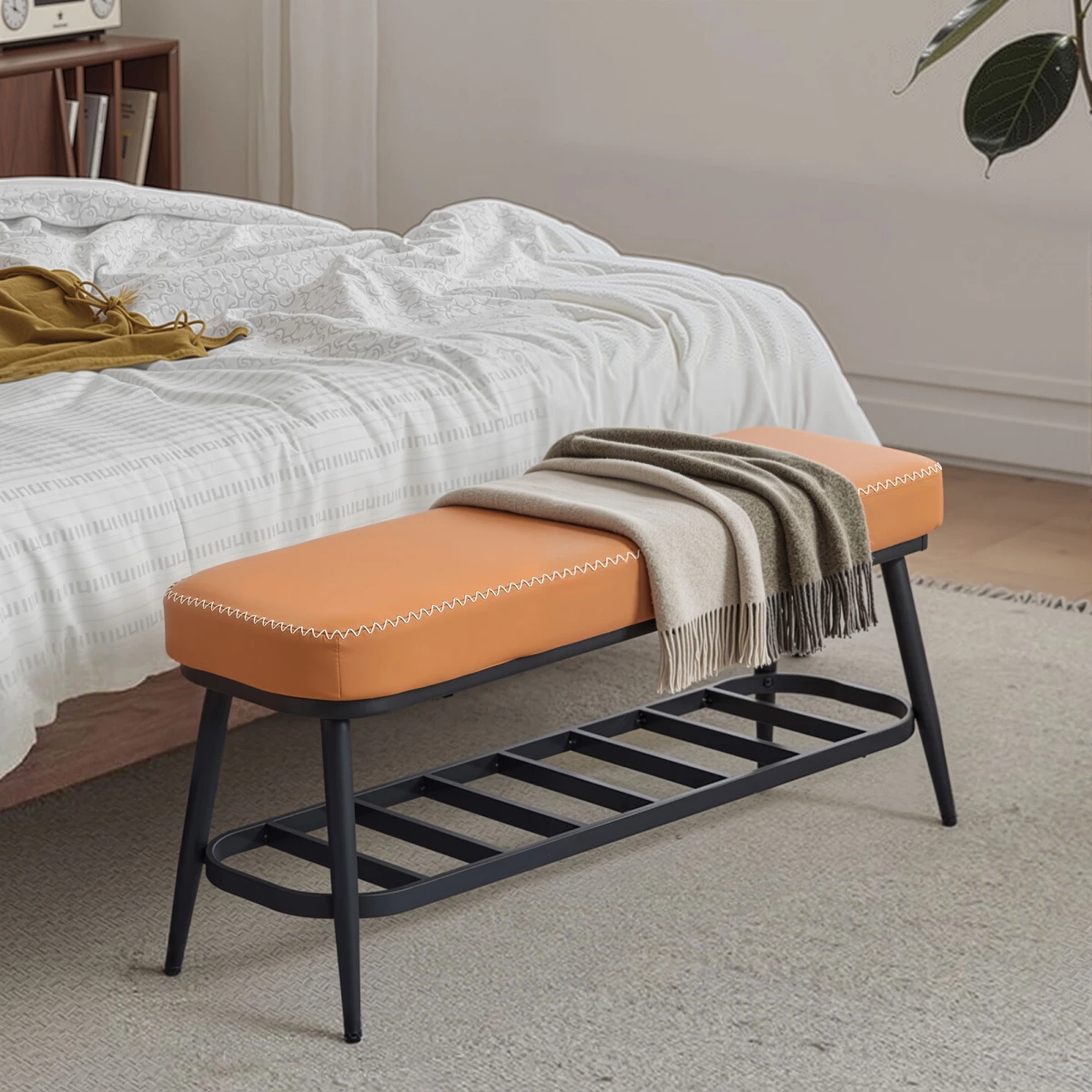 HOMCOM Shoe Bench, PU Leather Shoe Storage Bench for Entryway by HOMCOM
