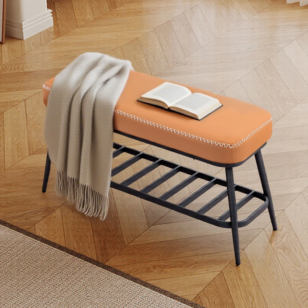 HOMCOM Shoe Bench, PU Leather Shoe Storage Bench for Entryway by HOMCOM