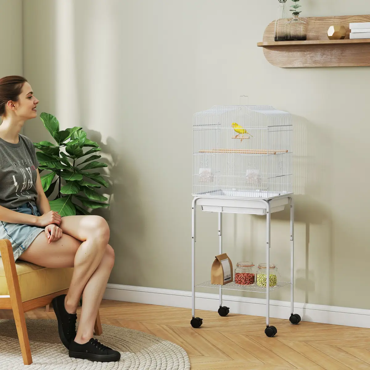 PawHut PawHut Bird Cage for Budgie Finch Canary Parakeet W/ Stand Tray - Bird Cage