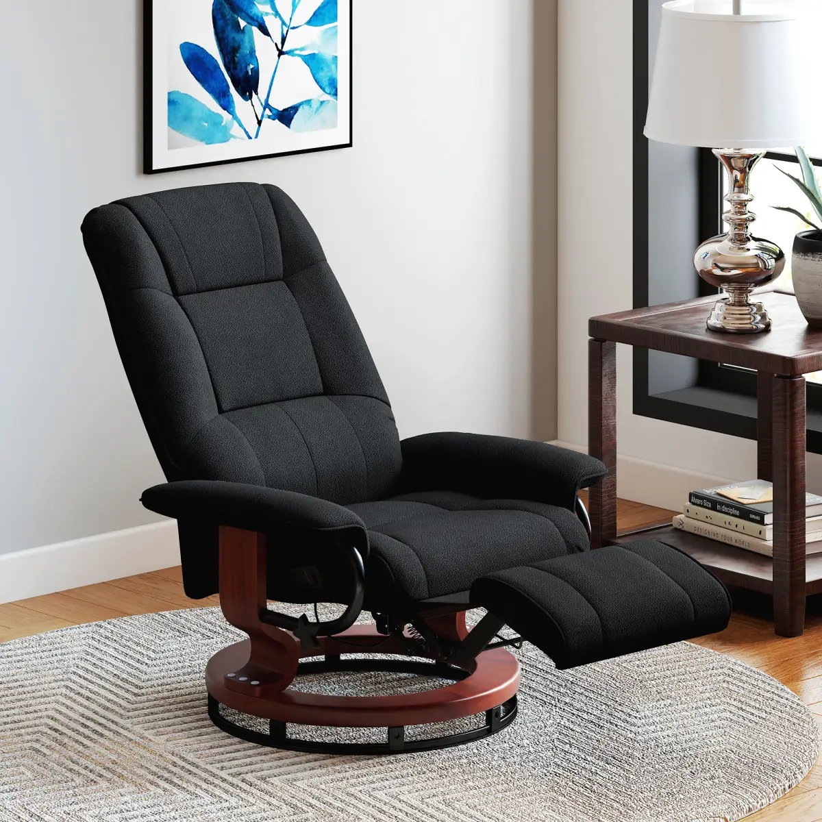HOMCOM HOMCOM Manual Recliner Swivel Reclining Chair with Footrest Armrests - Recliner