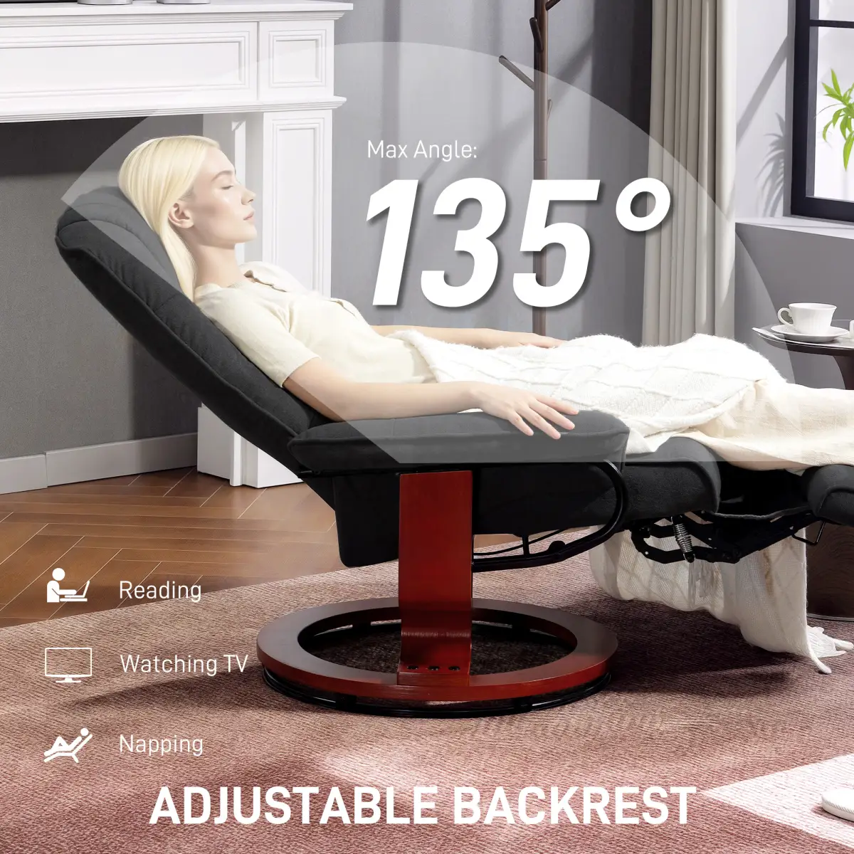 HOMCOM HOMCOM Manual Recliner Swivel Reclining Chair with Footrest Armrests - Recliner