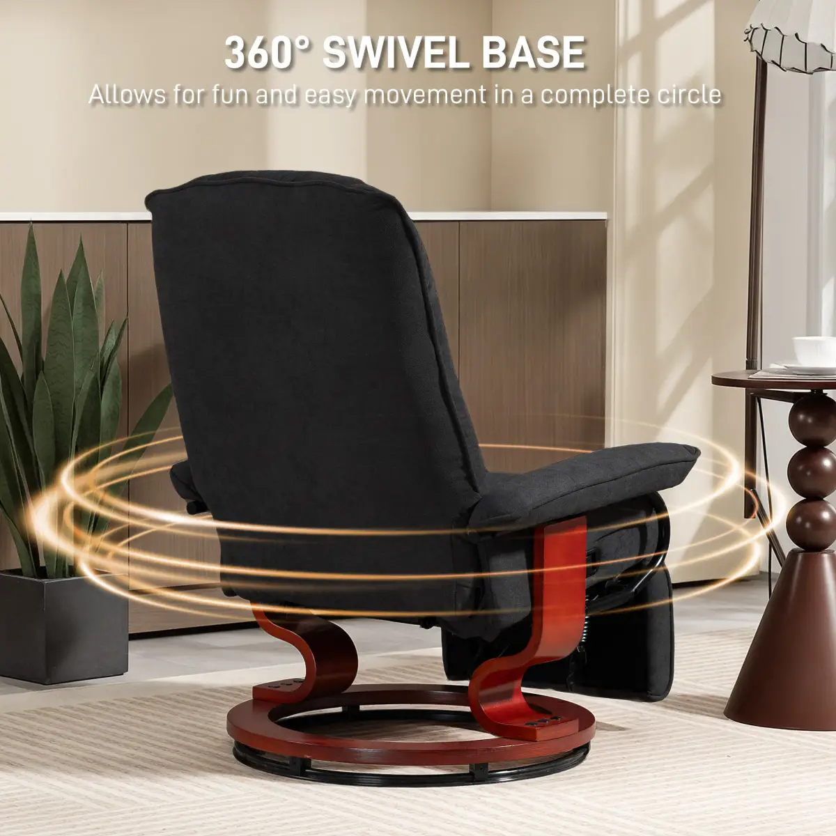 HOMCOM HOMCOM Manual Recliner Swivel Reclining Chair with Footrest Armrests - Recliner