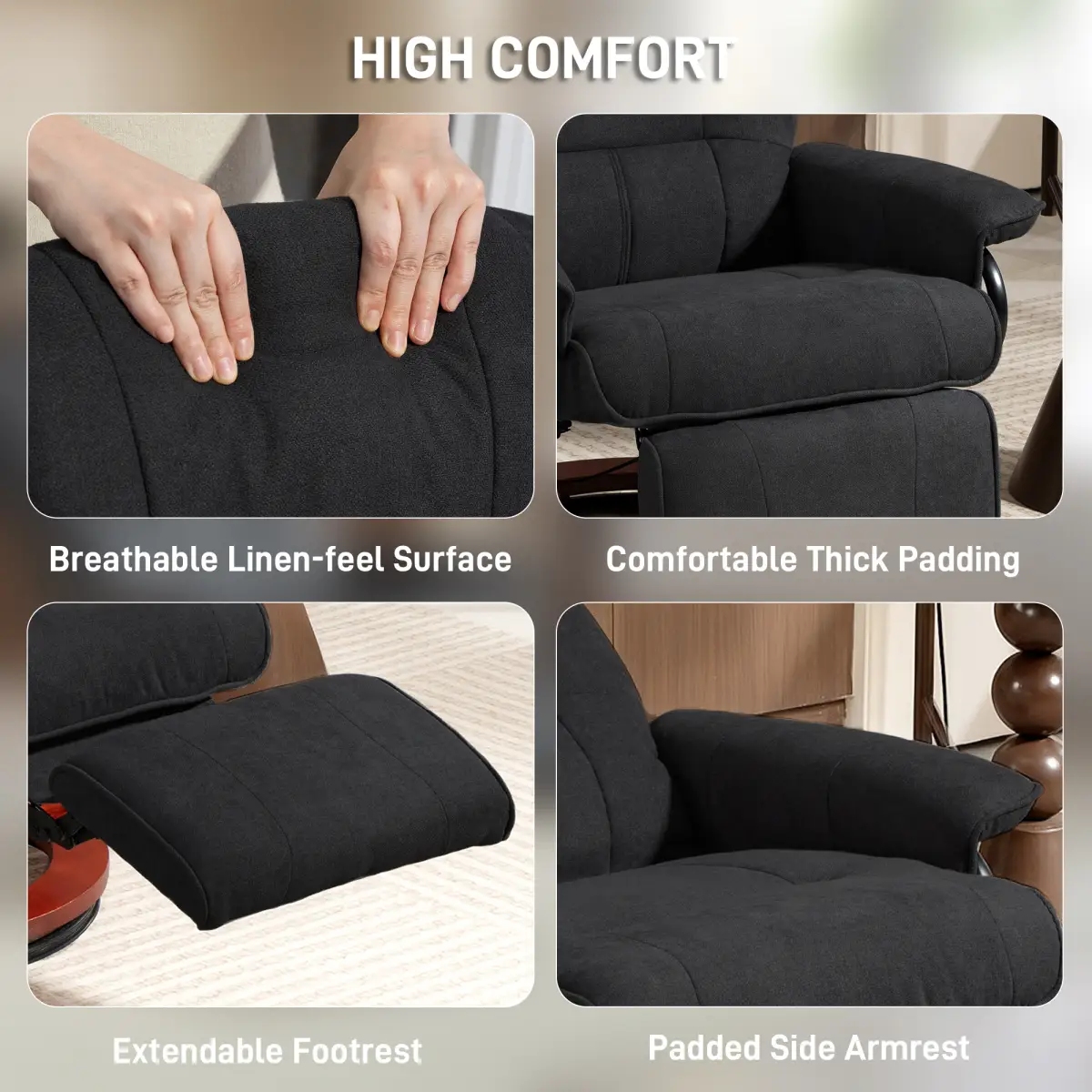 HOMCOM HOMCOM Manual Recliner Swivel Reclining Chair with Footrest Armrests - Recliner