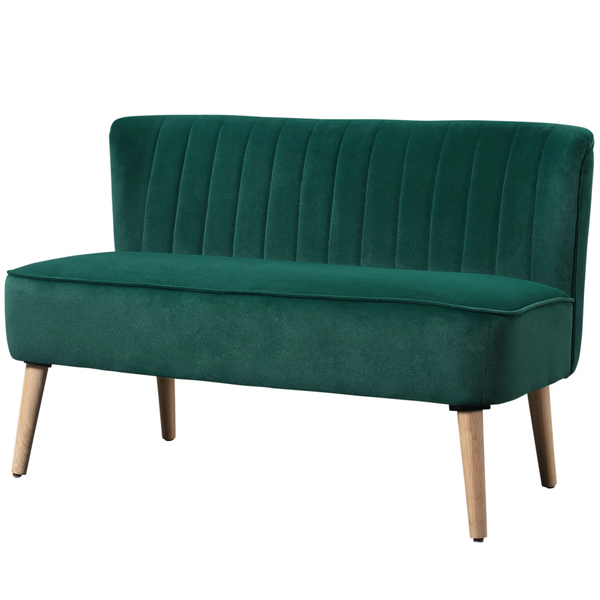 HOMCOM Velvet-Feel Double Sofa 117cm Wide Pocket-Spring Padding High Back For Living Rooms by HOMCOM