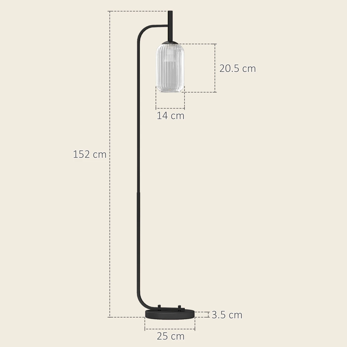 HOMCOM Tall Floor Lamp With Glass Lampshade And Foot Switch E27 LED Compatible For Living Room by HOMCOM