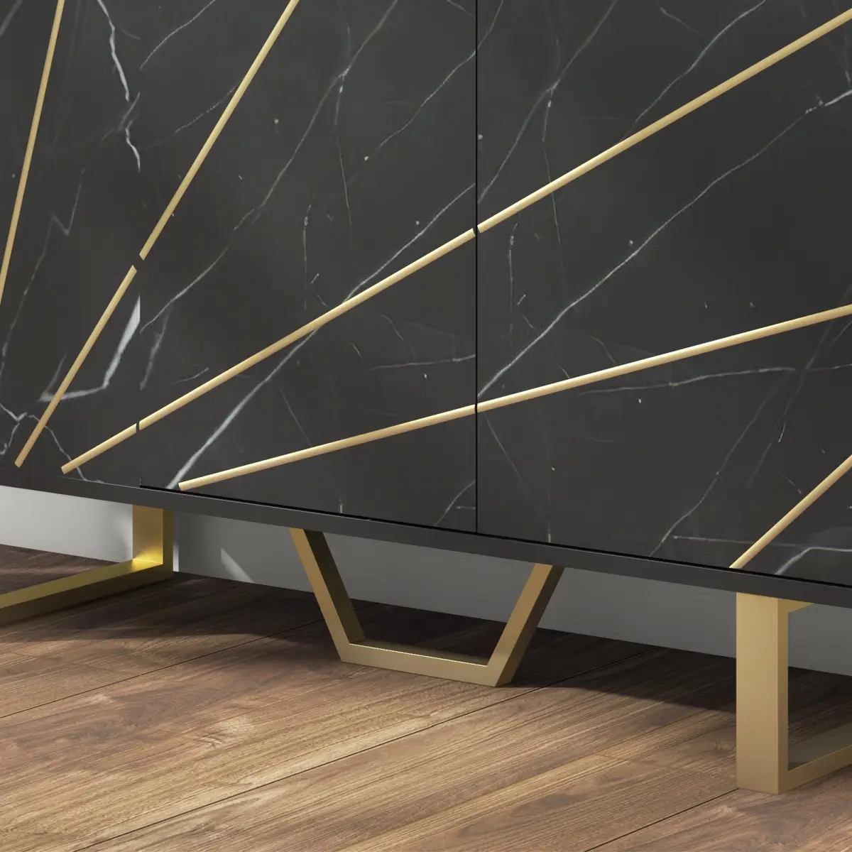 HOMCOM HOMCOM Sideboard Storage Cupboard with Metal Legs for Living Room - Sideboard