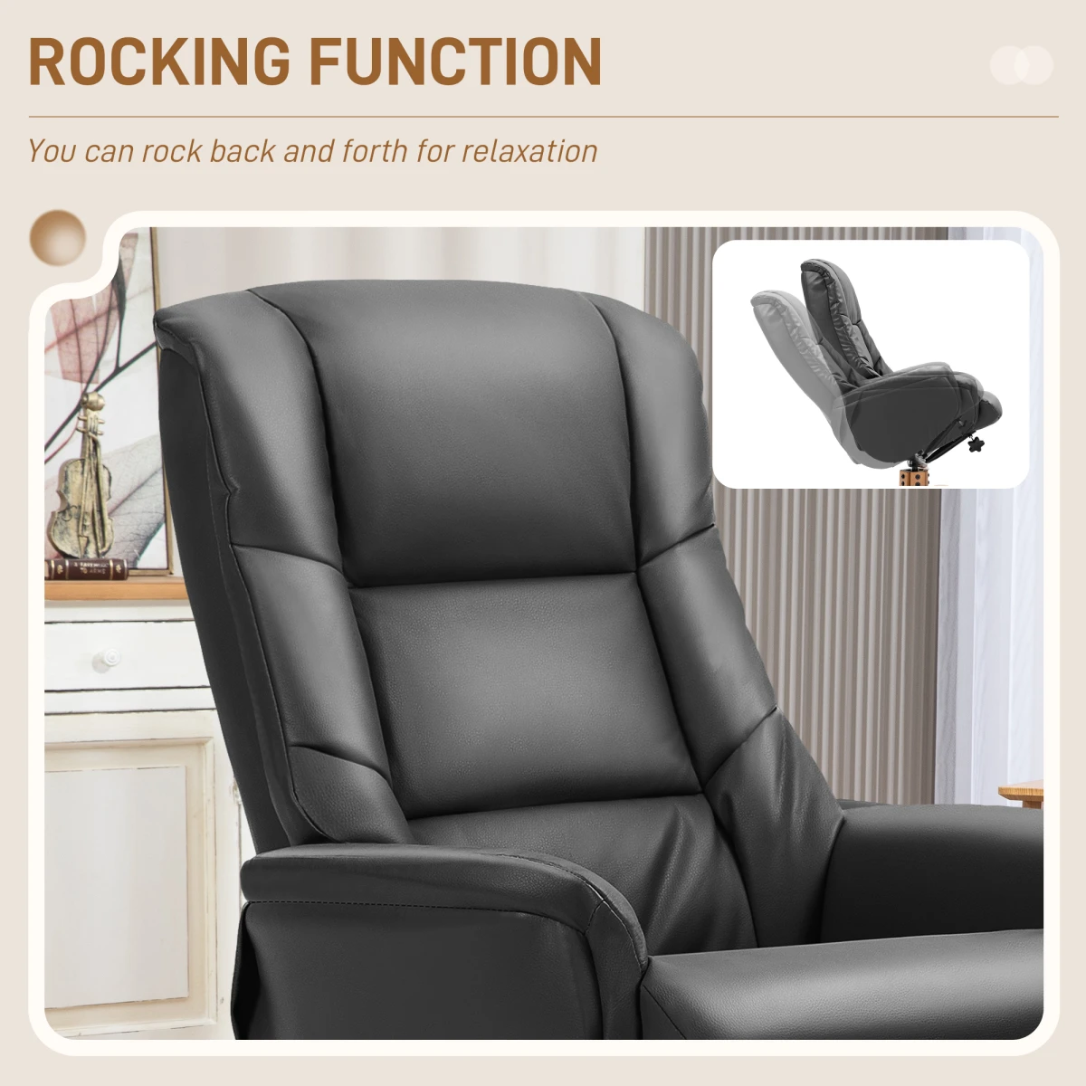HOMCOM Recliner Armchair Full-Size 135 Degree Recline With Ottoman PU Leather For Home Comfort by HOMCOM