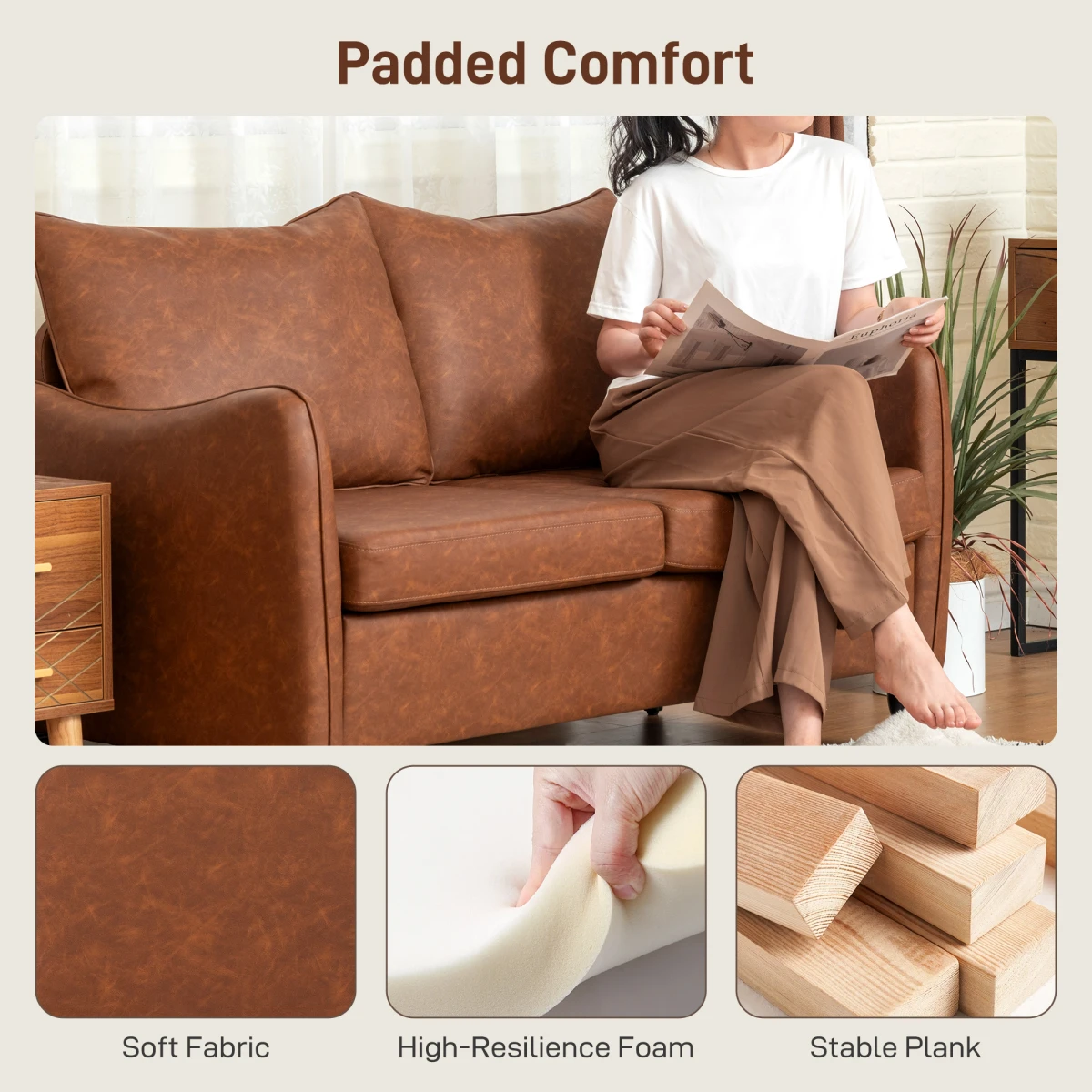 HOMCOM HOMCOM Sofa Two Seater Marble Pattern With Solid Wood Legs - Sofa