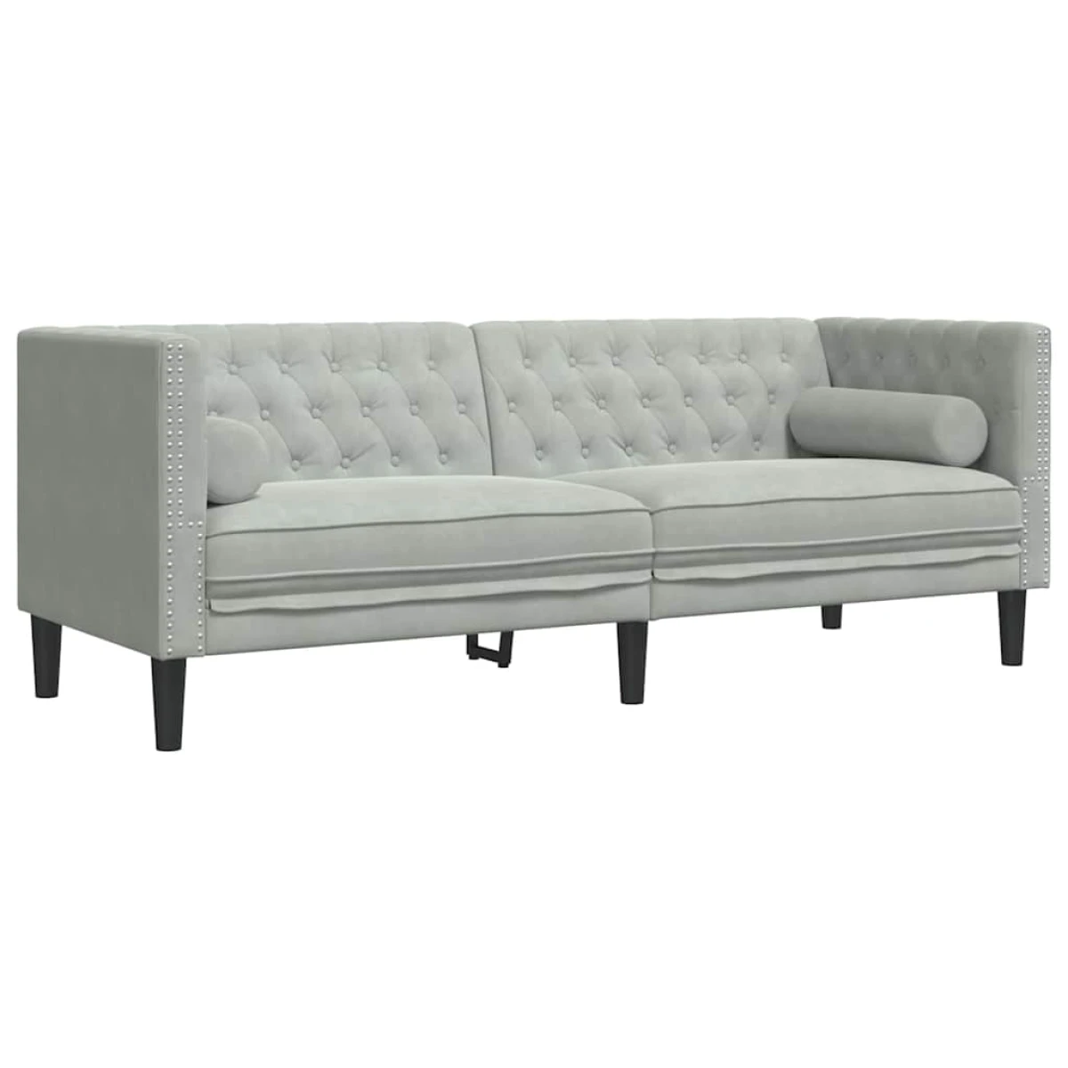 Lux Velvet Two-Piece Sofa Set Light Grey With Tufted Upholstery For Living Room Decor by vidaXL