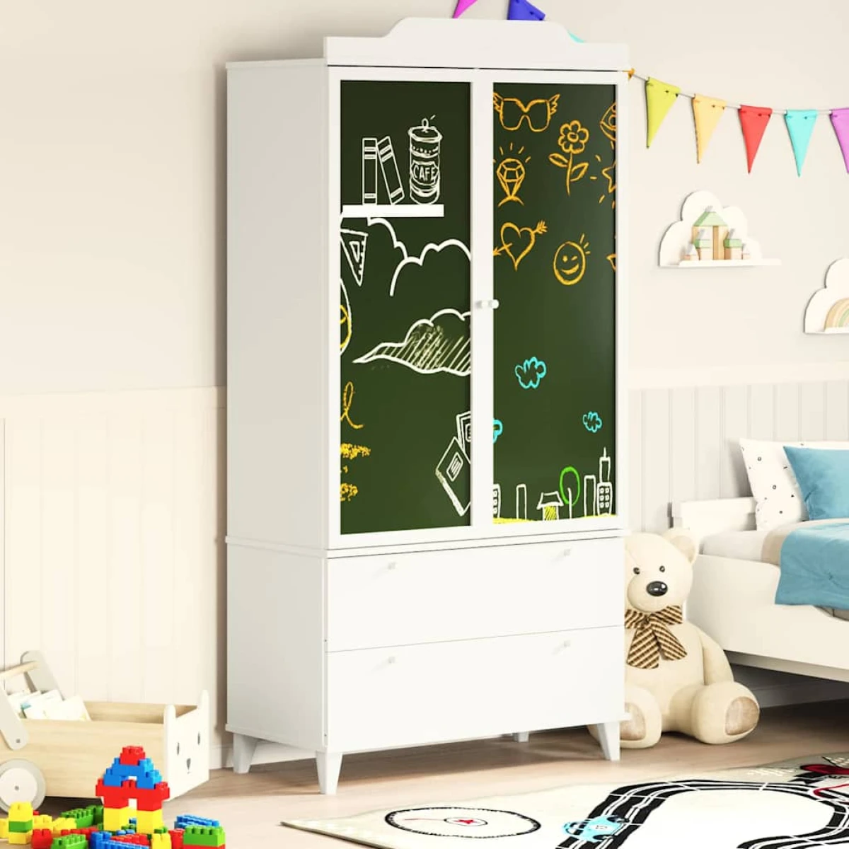 vidaXL Chalkboard Wardrobe Drawer Kids by vidaXL