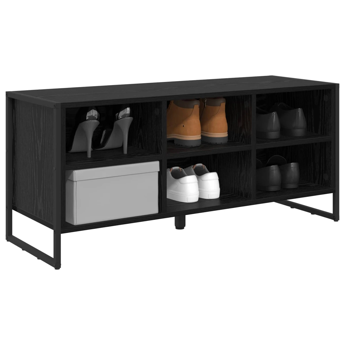 VidaXL Shoe Cabinet 100 x 35 x 44 cm Industrial Black Oak Engineered Wood Indoor Use by vidaXL