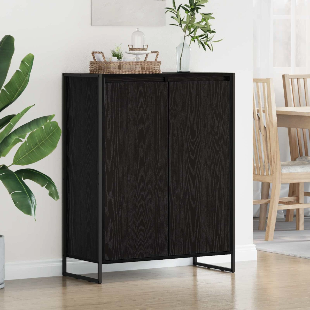 vidaXL vidaXL Shoe Cabinet Black Oak 79 x 36 x 100 cm Engineered Wood -
