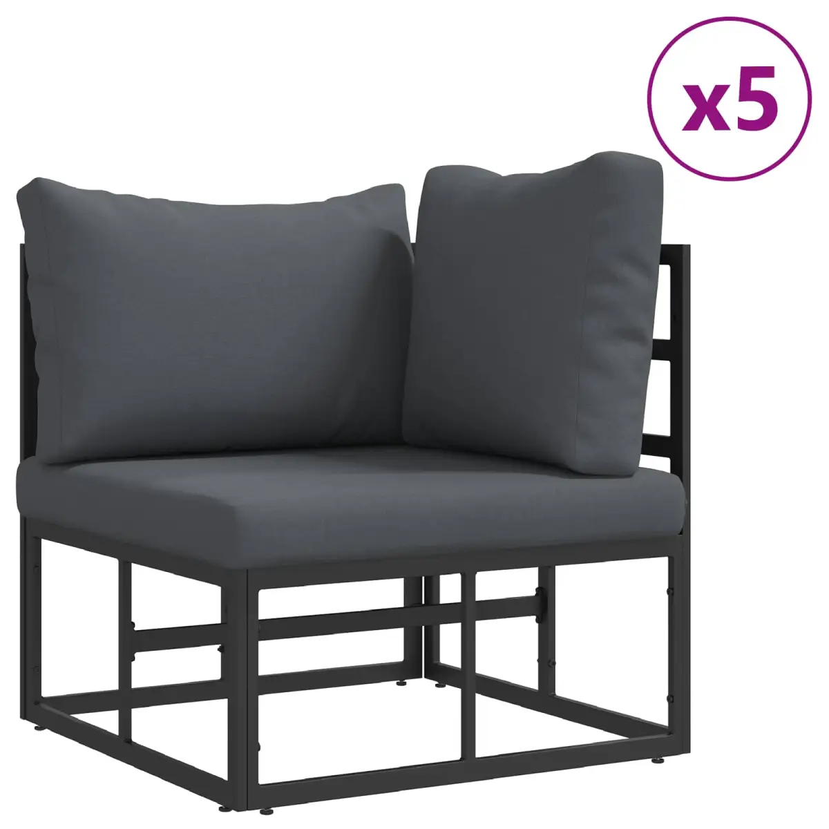 vidaXL vidaXL Garden Sofa Set with Cushion 9 pcs Black Aluminium - Garden Sofa Sets