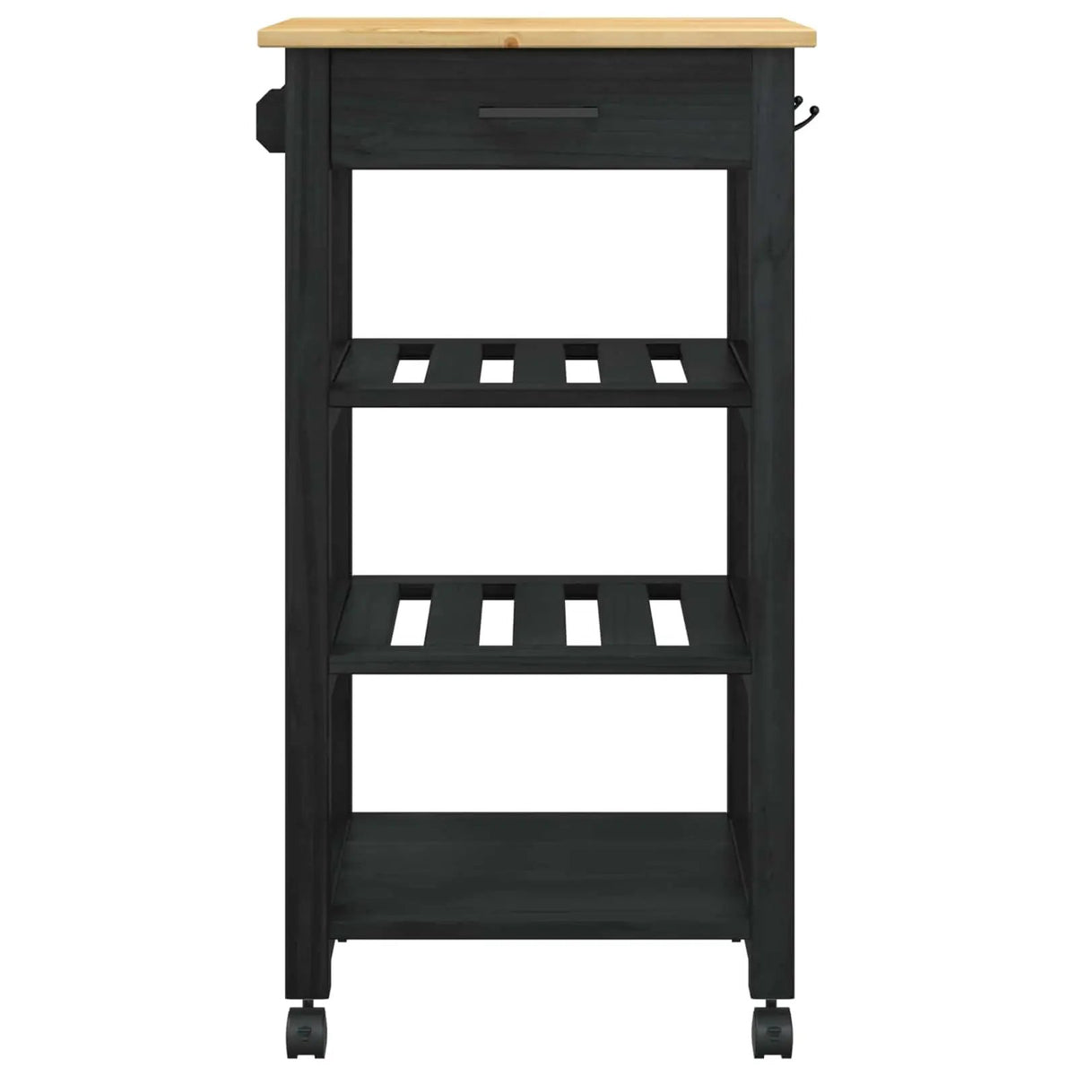 vidaXL Kitchen Trolley MONZA Black 48 x 40 x 88.5 cm Solid Pine Wood - from vidaXL