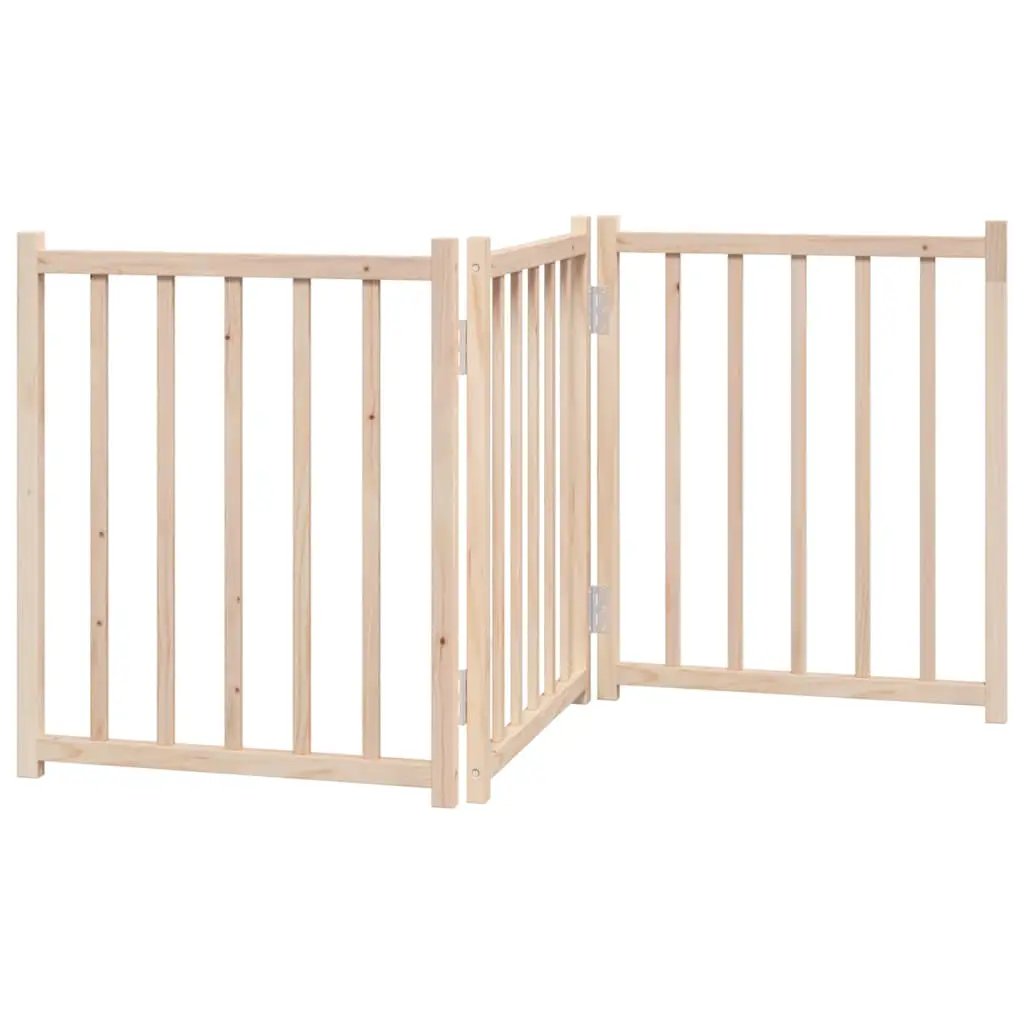 vidaXL Dog Gate Foldable 3 Panels 150 cm Solid Wood Fir - from vidaXL