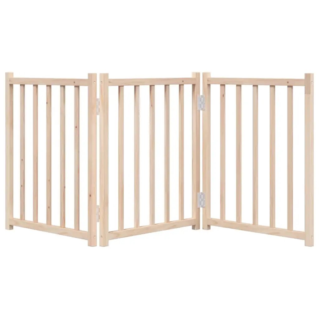 vidaXL Dog Gate Foldable 3 Panels 150 cm Solid Wood Fir - from vidaXL