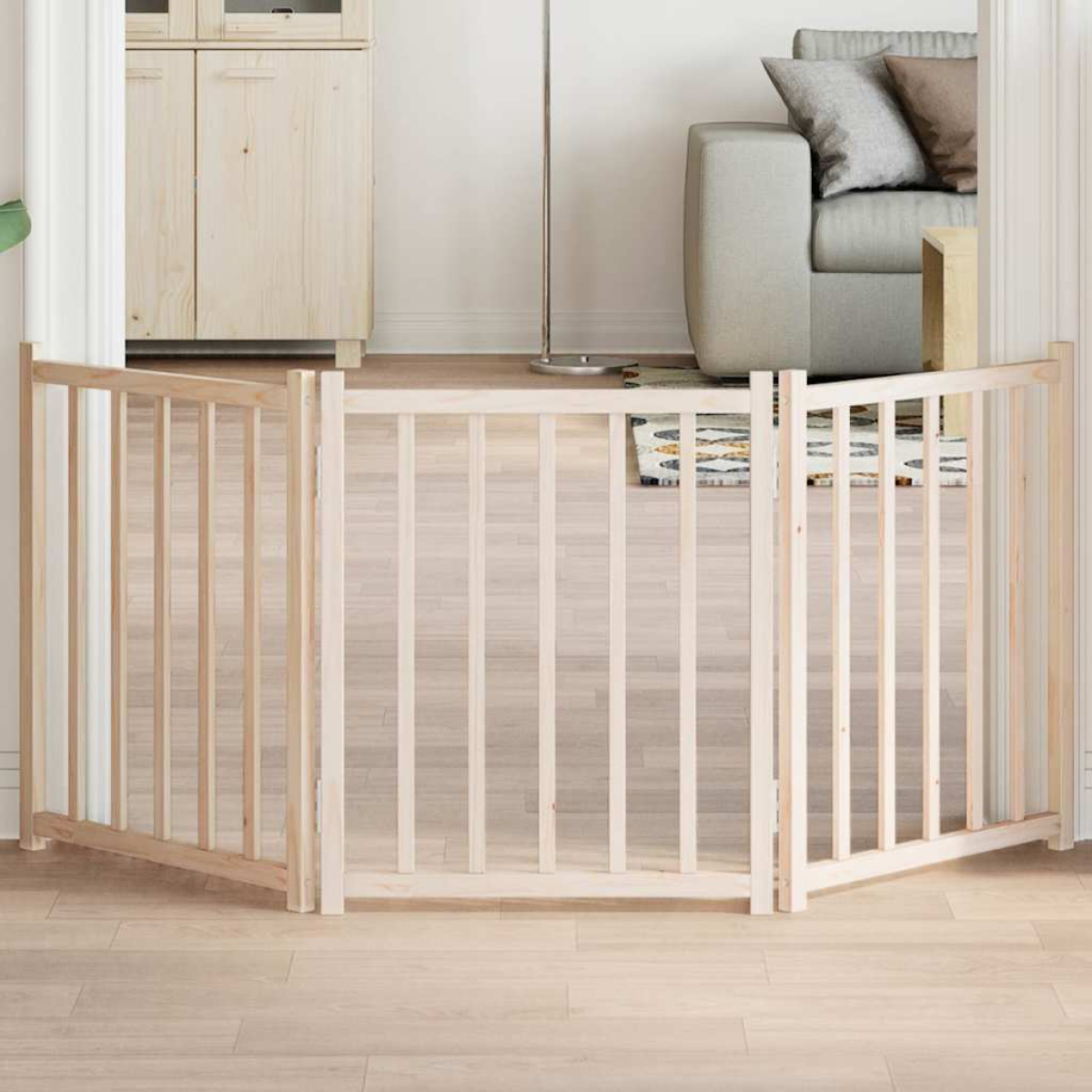vidaXL Dog Gate Foldable 3 Panels 150 cm Solid Wood Fir - from vidaXL