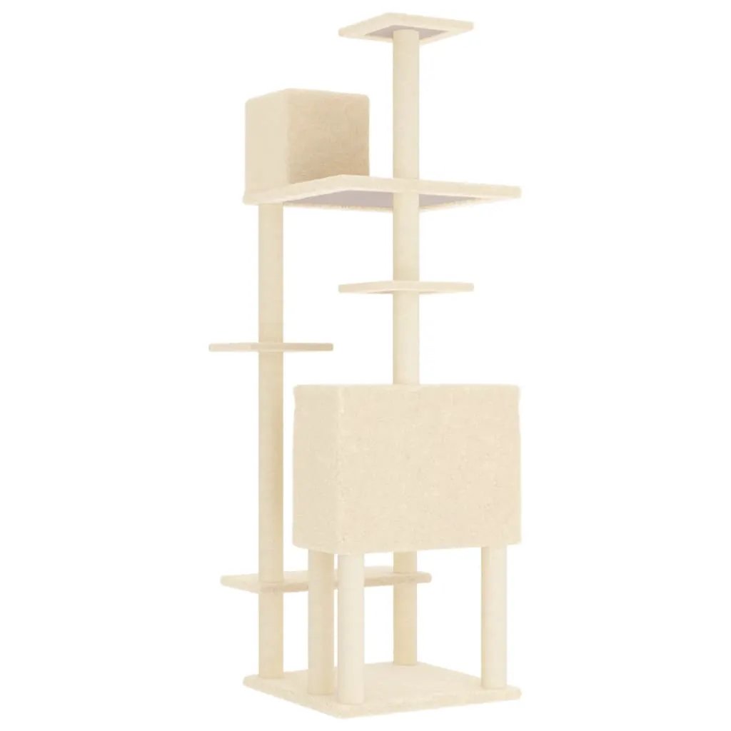 vidaXL vidaXL Cat Tree with Sisal Scratching Posts Cream 154 cm - Cat Tree