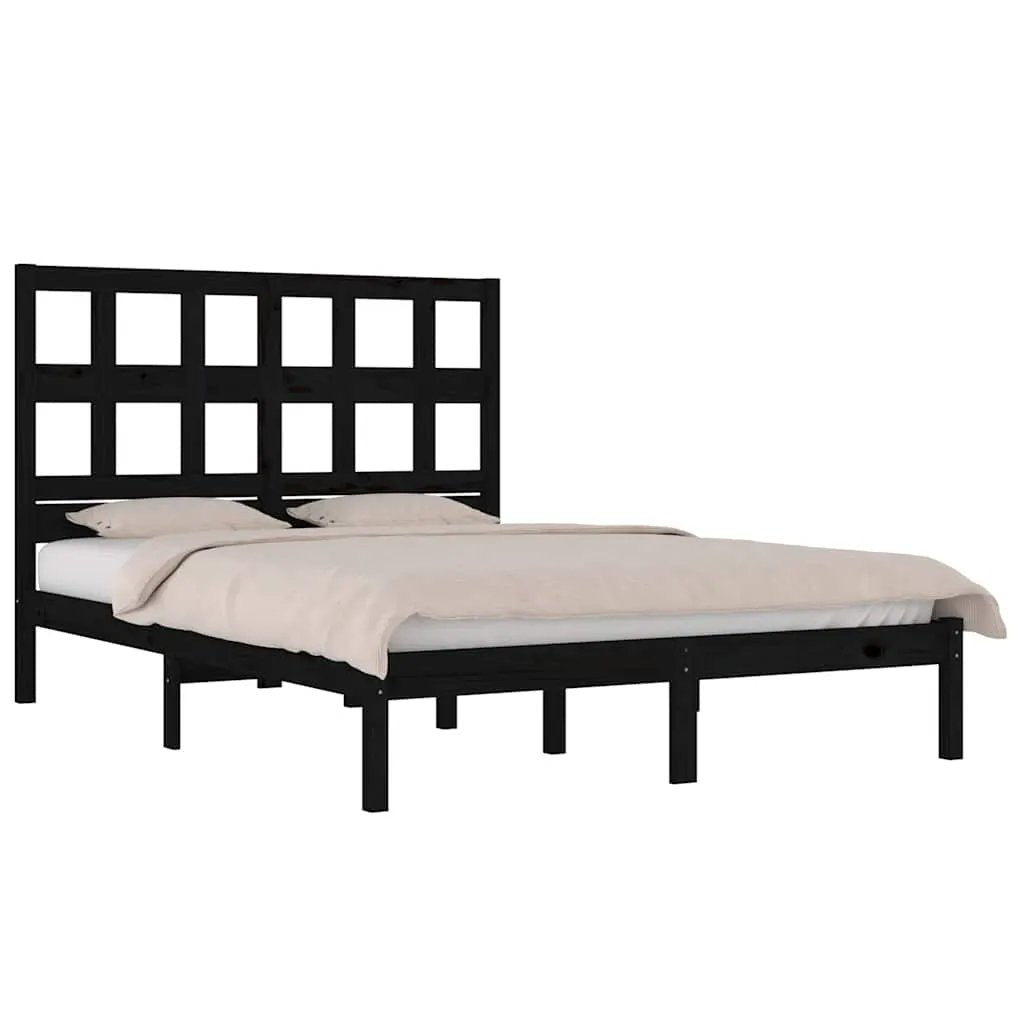 vidaXL Bed Frame | Black | Solid pine wood | Durable | Bed Frame | Rectangular - from vidaXL