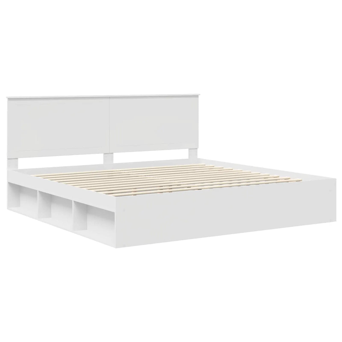 vidaXL Bed Frame with Headboard White 200 x 200 cm Solid Pine Wood - from vidaXL