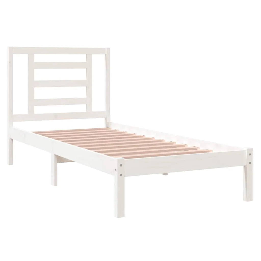 vidaXL Bed Frame without Mattress White 75x190 cm Small Single Solid Wood - from vidaXL