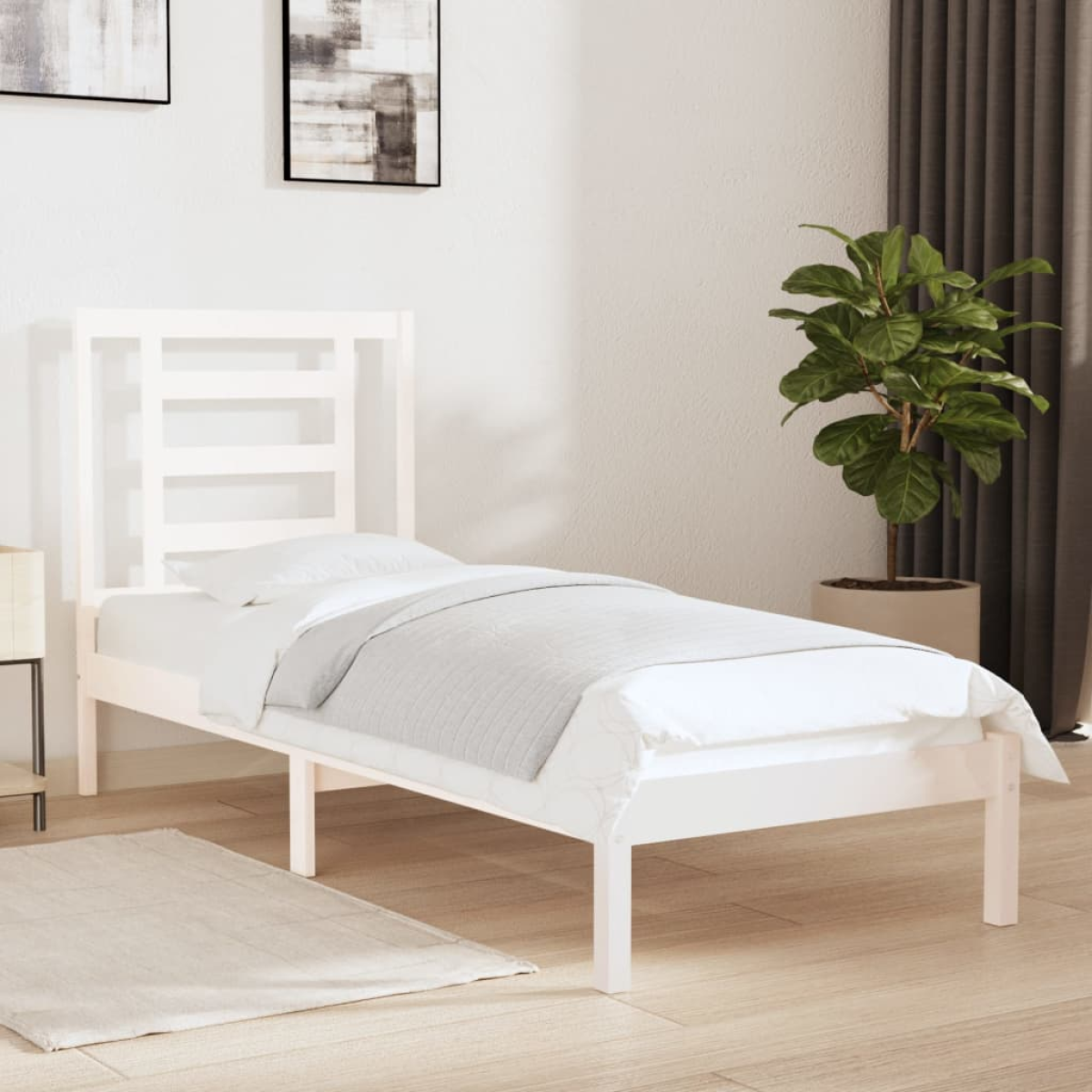 vidaXL Bed Frame without Mattress White 75x190 cm Small Single Solid Wood - from vidaXL