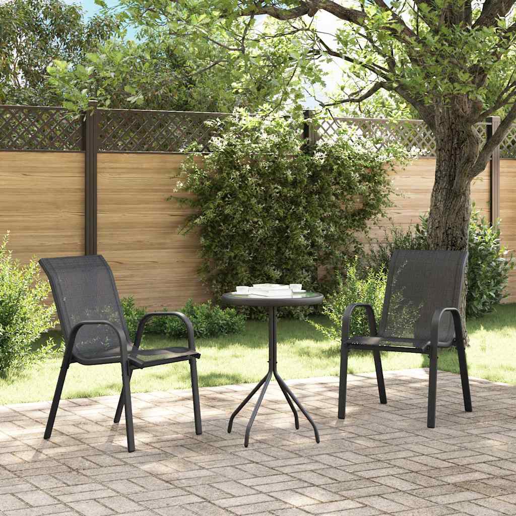 vidaXL vidaXL Stackable Garden Chairs 2 pcs Black Textilene Fabric - Garden Chairs