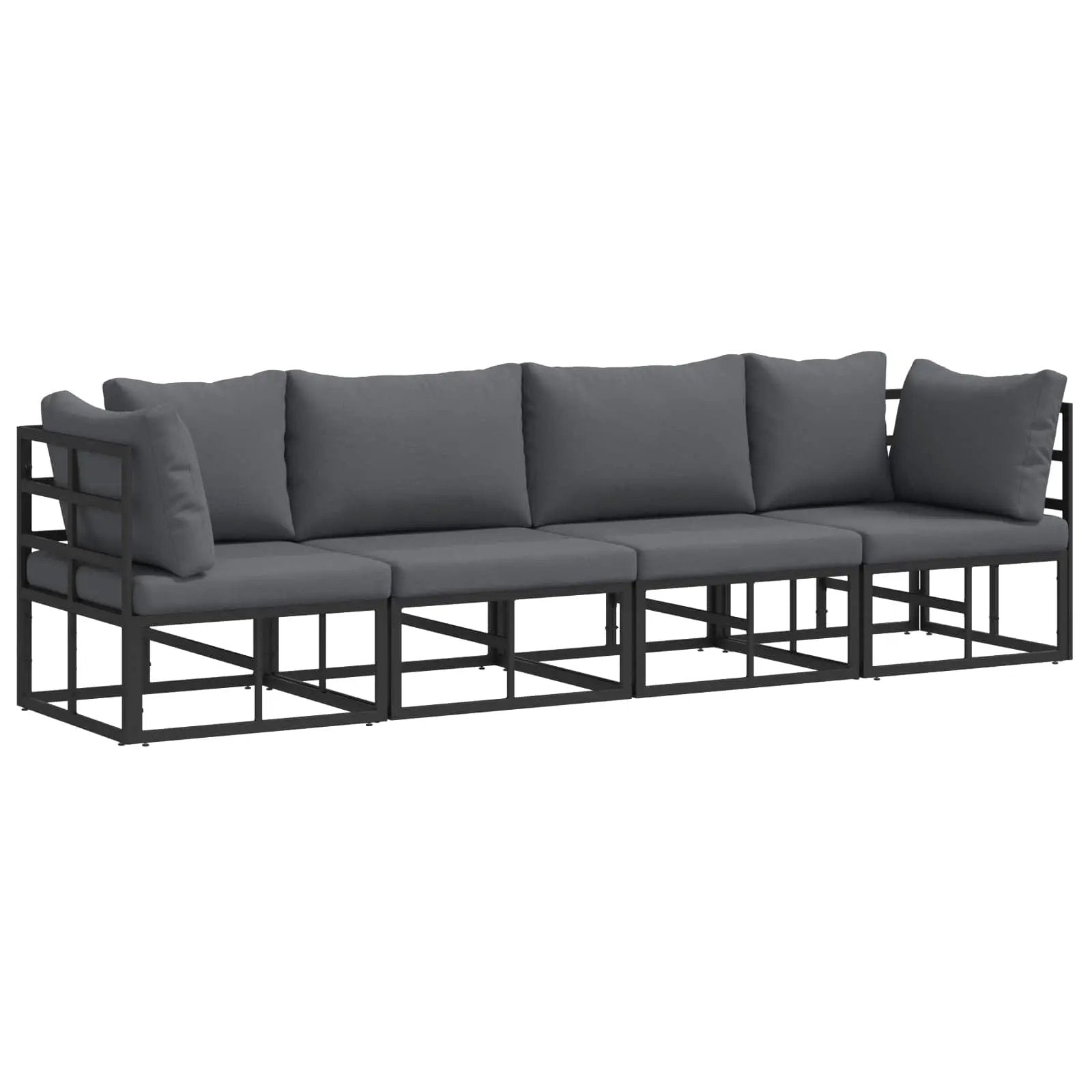 vidaXL vidaXL Garden Sofa Set 4 pcs Black Metal - Garden Sofa Sets