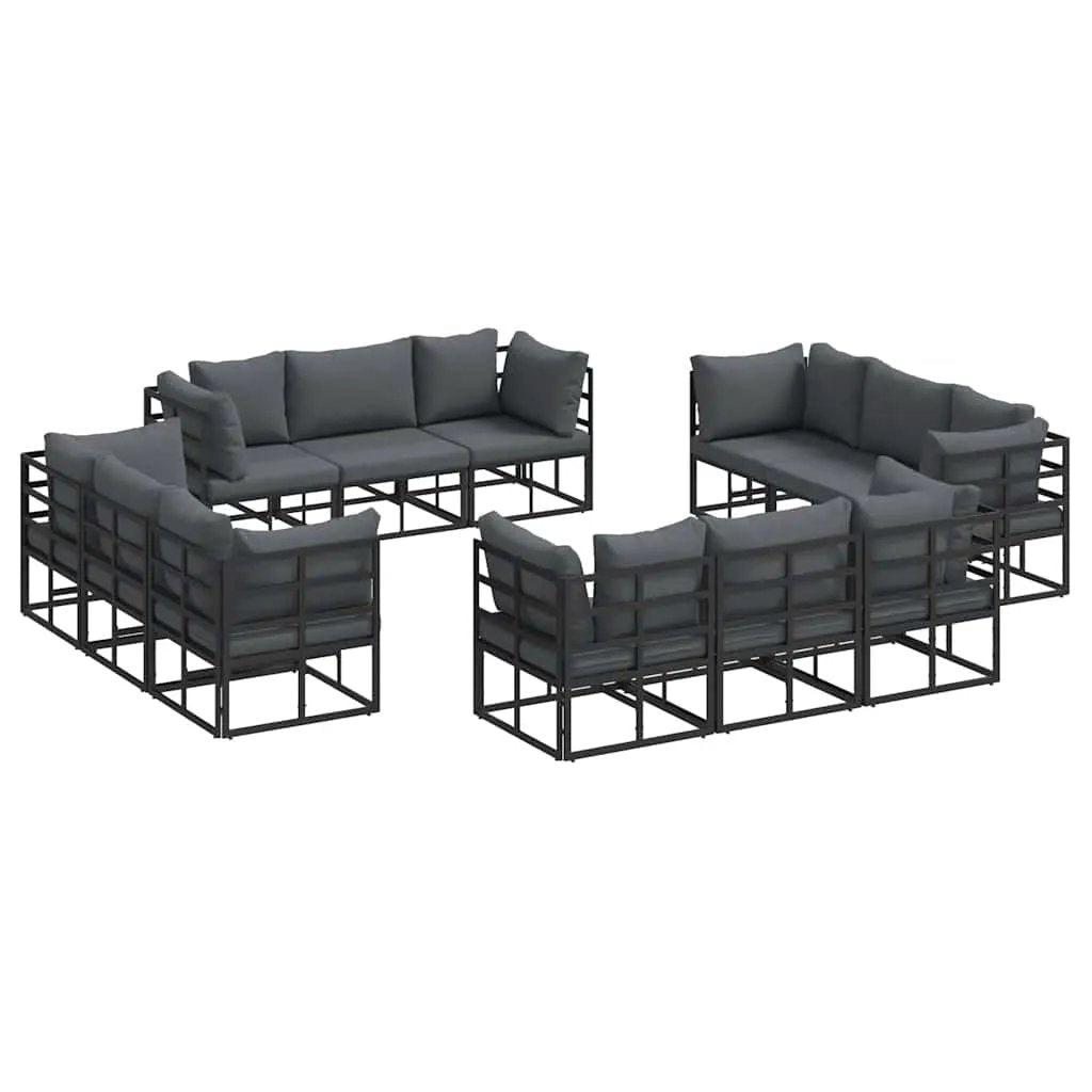 vidaXL vidaXL Garden Sofa Set 12 pcs Black Metal - Garden Sofa Sets